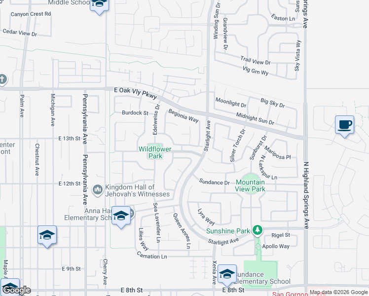 map of restaurants, bars, coffee shops, grocery stores, and more near 1453 Veronica Court in Beaumont
