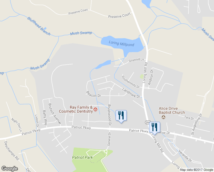 map of restaurants, bars, coffee shops, grocery stores, and more near 3521 Horizon Drive in Sumter