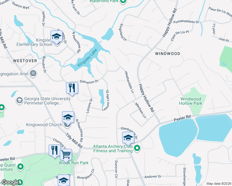 map of restaurants, bars, coffee shops, grocery stores, and more near 4942 Firth Lane in Atlanta