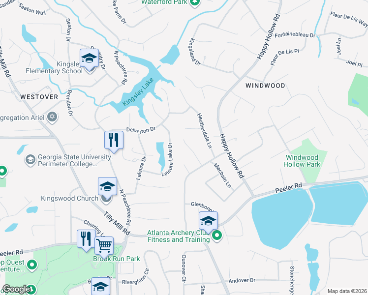 map of restaurants, bars, coffee shops, grocery stores, and more near 4942 Firth Lane in Atlanta