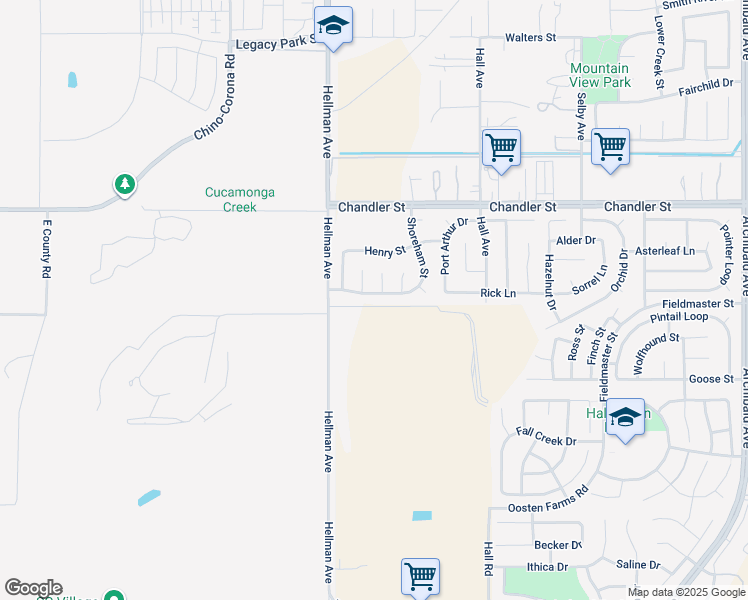 map of restaurants, bars, coffee shops, grocery stores, and more near 14915 Shoreham Street in Corona