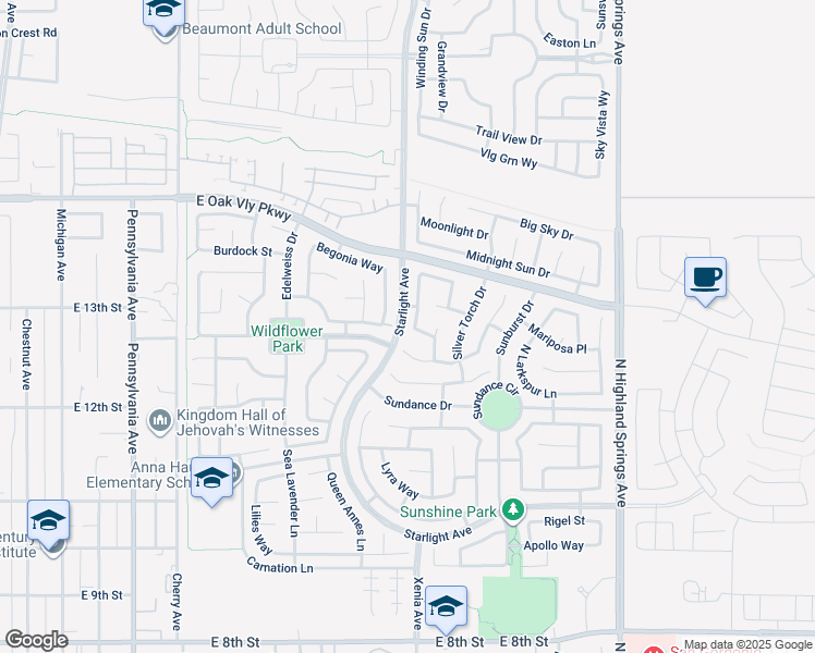 map of restaurants, bars, coffee shops, grocery stores, and more near 1281 Early Blue Lane in Beaumont