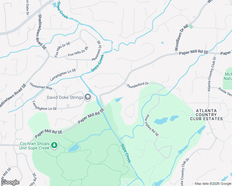 map of restaurants, bars, coffee shops, grocery stores, and more near 4050 Paper Mill Road Southeast in Marietta