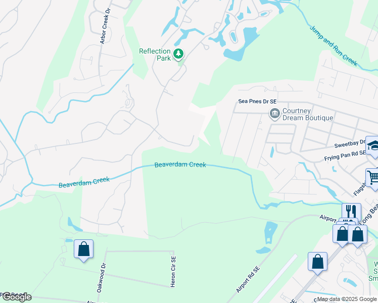 map of restaurants, bars, coffee shops, grocery stores, and more near 3749 Players Club Drive Southeast in Southport