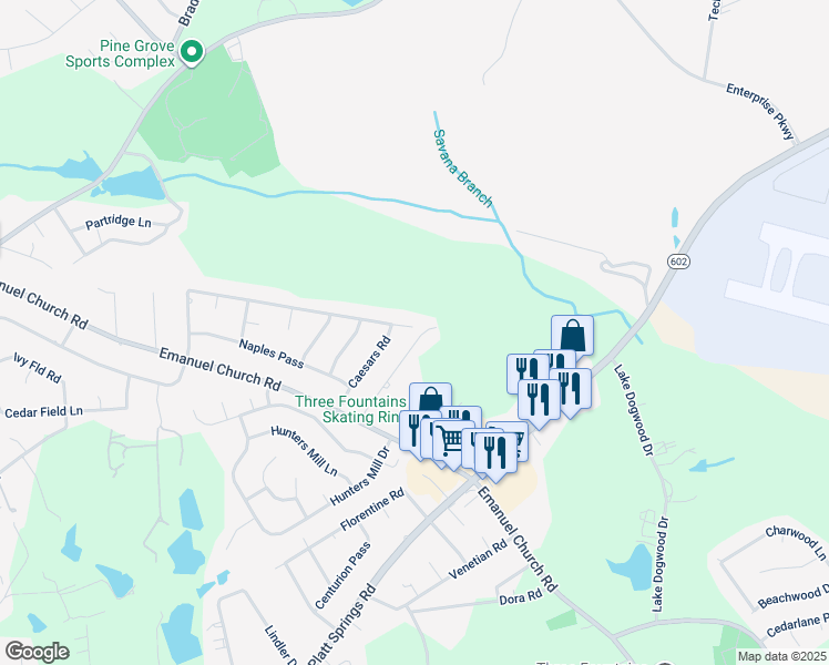 map of restaurants, bars, coffee shops, grocery stores, and more near 147 Villa Court in West Columbia