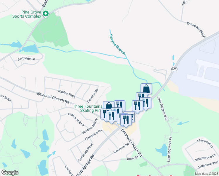 map of restaurants, bars, coffee shops, grocery stores, and more near 159 Villa Court in West Columbia