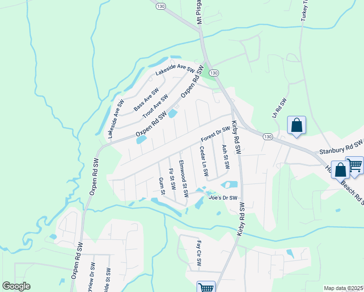 map of restaurants, bars, coffee shops, grocery stores, and more near 2116 Forest Drive Southwest in Brunswick County