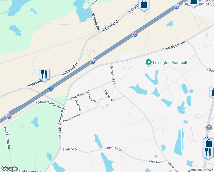 map of restaurants, bars, coffee shops, grocery stores, and more near 408 White Horse Road in Lexington