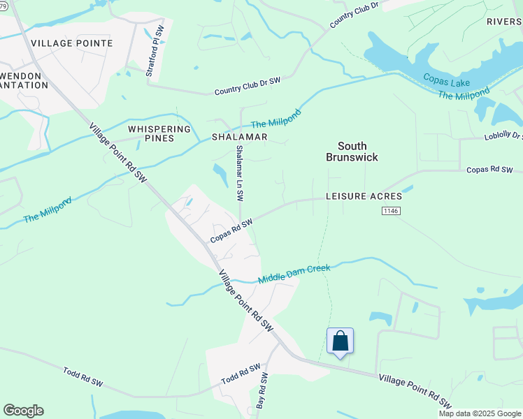 map of restaurants, bars, coffee shops, grocery stores, and more near 1398 Copas Road Southwest in Shallotte