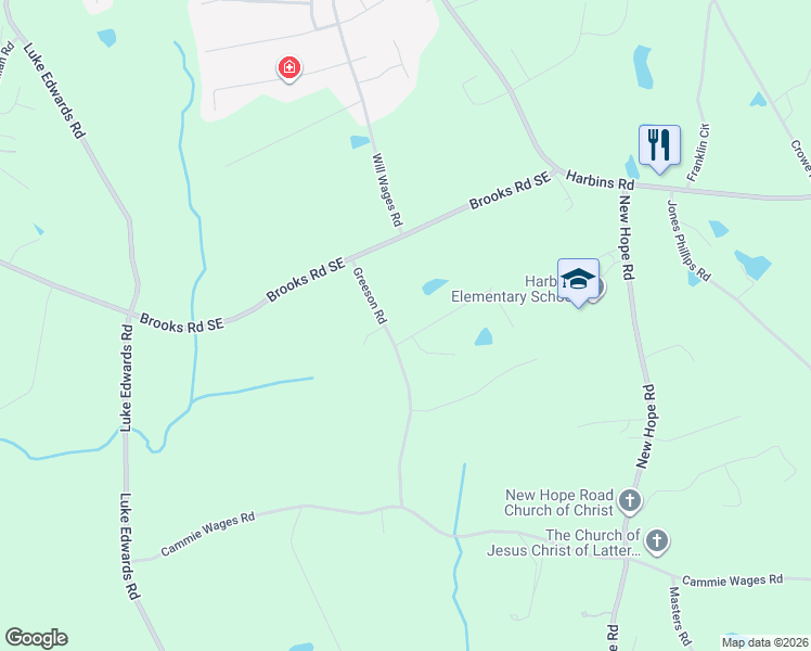 map of restaurants, bars, coffee shops, grocery stores, and more near 1932 Greeson Road in Dacula