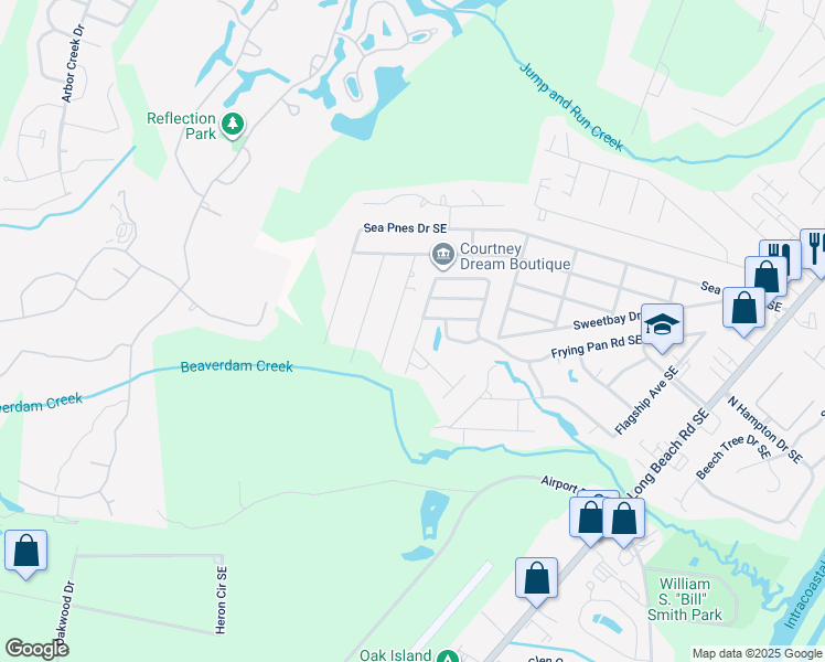 map of restaurants, bars, coffee shops, grocery stores, and more near 4224 Cherry Laurel Lane Southeast in Southport