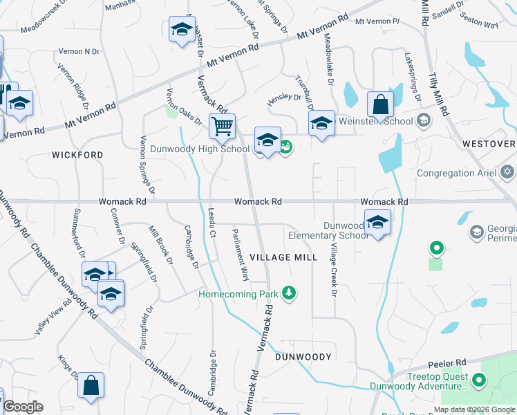 map of restaurants, bars, coffee shops, grocery stores, and more near in Dunwoody