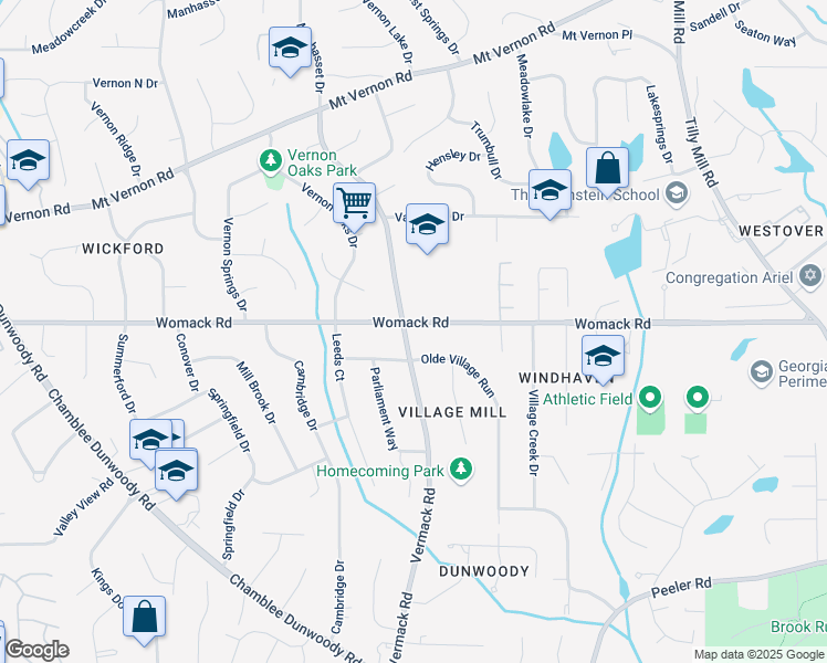 map of restaurants, bars, coffee shops, grocery stores, and more near in Dunwoody