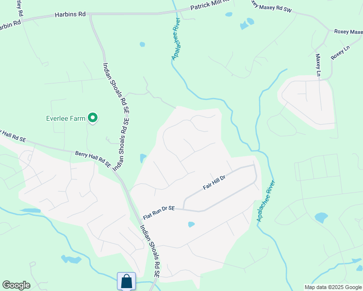 map of restaurants, bars, coffee shops, grocery stores, and more near 3903 Indian Shoals Road Southeast in Bethlehem