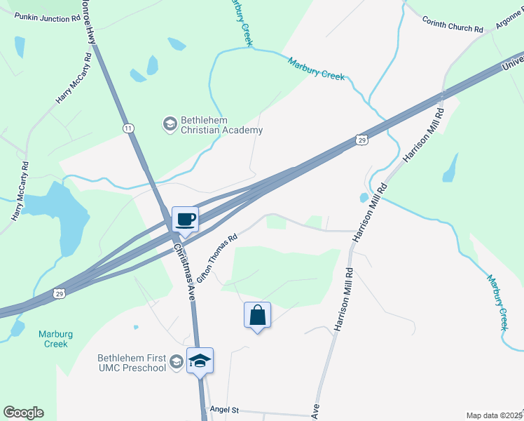 map of restaurants, bars, coffee shops, grocery stores, and more near 74 Gifton Thomas Road in Bethlehem