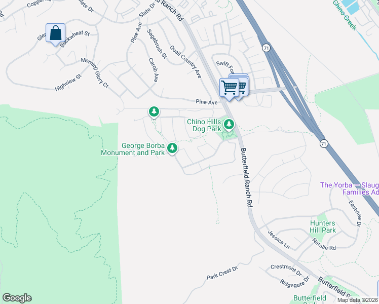 map of restaurants, bars, coffee shops, grocery stores, and more near 17034 Lagos Drive in Chino Hills
