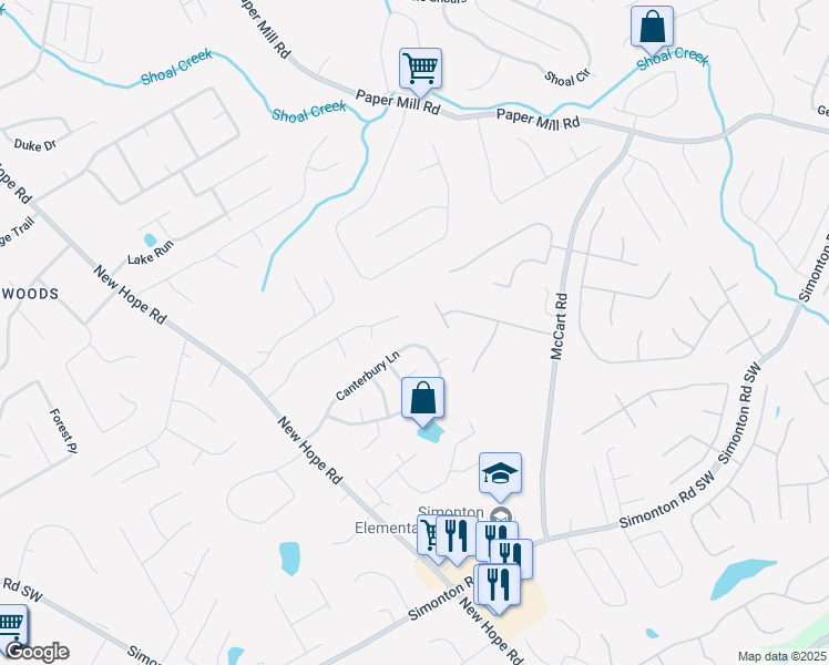 map of restaurants, bars, coffee shops, grocery stores, and more near 375 Hickory View Drive in Lawrenceville