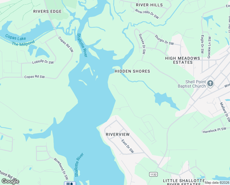 map of restaurants, bars, coffee shops, grocery stores, and more near 1239 Fletcher Hewett Rd SW in Shallotte