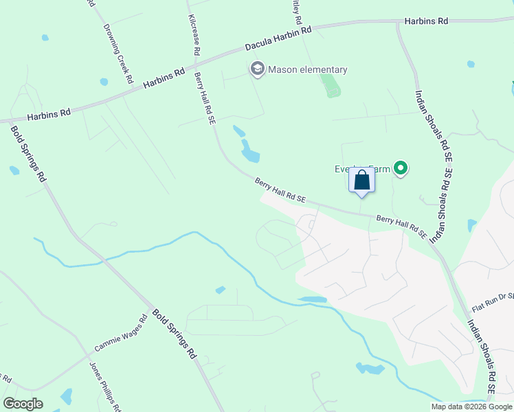 map of restaurants, bars, coffee shops, grocery stores, and more near 2437 Berry Hall Road Southeast in Bethlehem