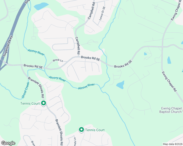 map of restaurants, bars, coffee shops, grocery stores, and more near 1053 Cassina Court Southeast in Lawrenceville