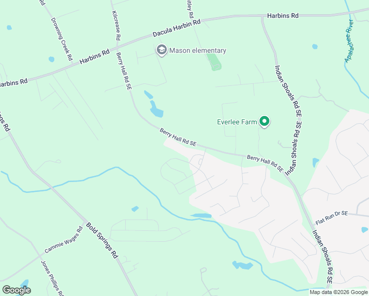 map of restaurants, bars, coffee shops, grocery stores, and more near 2451 Berry Hall Road Southeast in Bethlehem