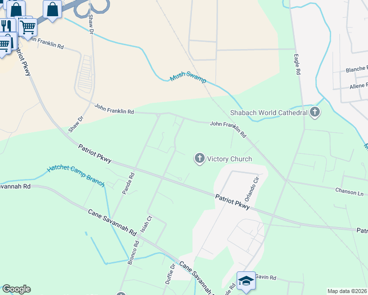 map of restaurants, bars, coffee shops, grocery stores, and more near 50 Laredo Court in Sumter