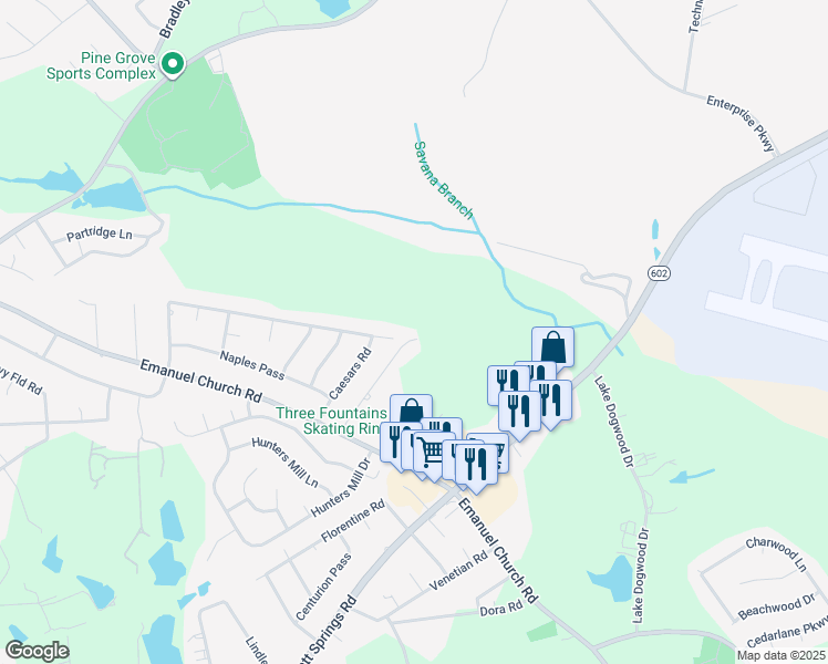 map of restaurants, bars, coffee shops, grocery stores, and more near 159 Villa Court in West Columbia
