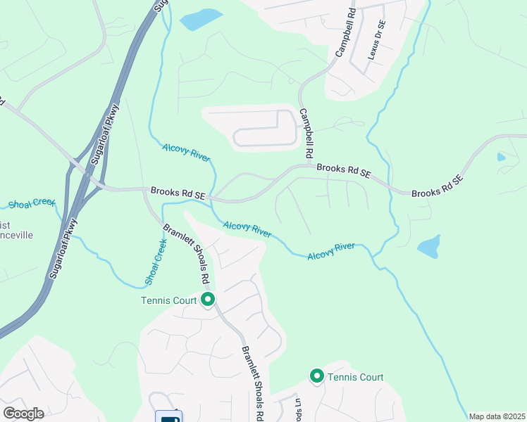 map of restaurants, bars, coffee shops, grocery stores, and more near 1271 Brooks Road Southeast in Lawrenceville