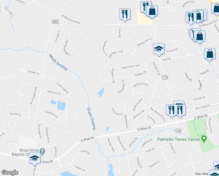 map of restaurants, bars, coffee shops, grocery stores, and more near 3 Cassena Ct in Sumter