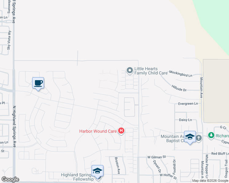map of restaurants, bars, coffee shops, grocery stores, and more near in Banning