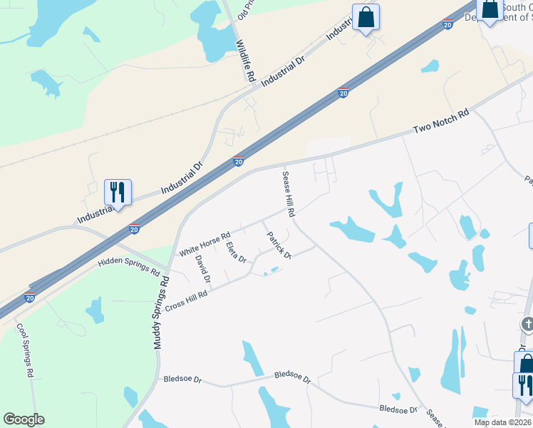 map of restaurants, bars, coffee shops, grocery stores, and more near 405 White Horse Road in Lexington