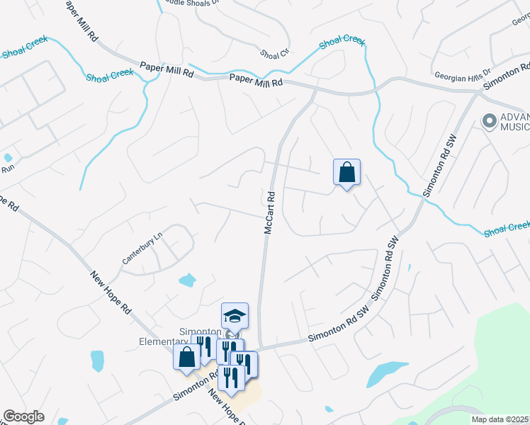 map of restaurants, bars, coffee shops, grocery stores, and more near 482 Castle Top Lane Southeast in Lawrenceville