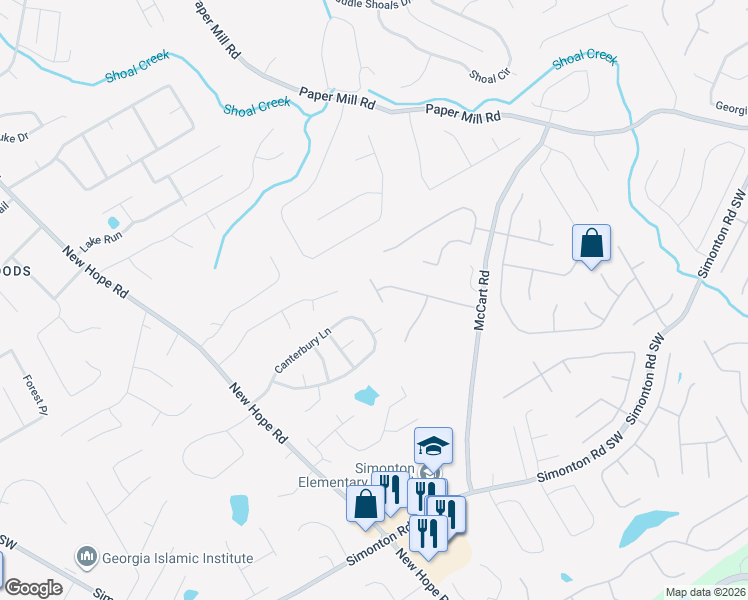 map of restaurants, bars, coffee shops, grocery stores, and more near 749 Castle Top Court Southeast in Lawrenceville