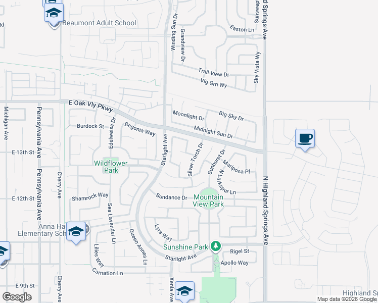 map of restaurants, bars, coffee shops, grocery stores, and more near 1312 Daylily Drive in Beaumont