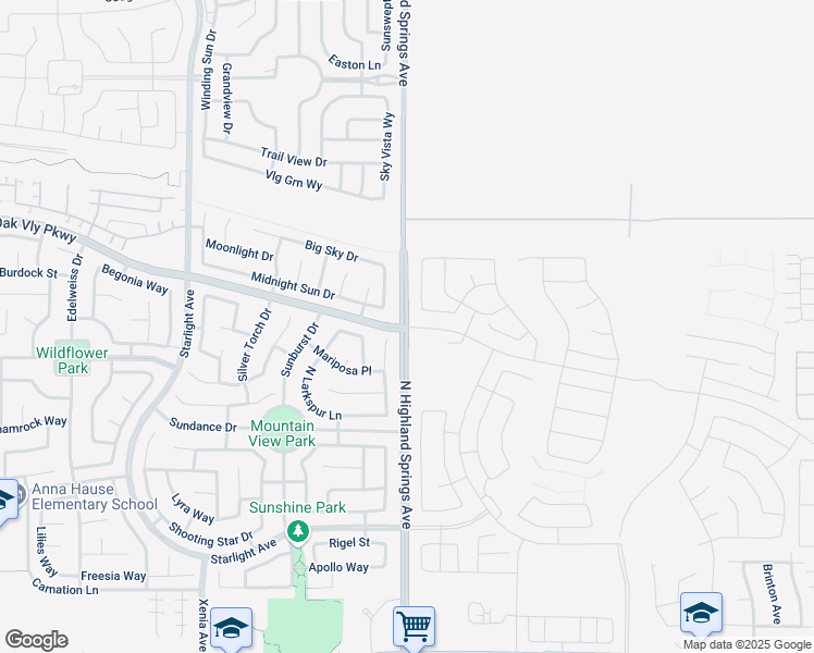 map of restaurants, bars, coffee shops, grocery stores, and more near 602 North Highland Springs Avenue in Banning