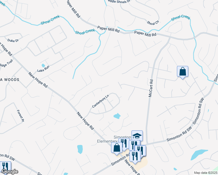 map of restaurants, bars, coffee shops, grocery stores, and more near 375 Hickory View Drive in Lawrenceville