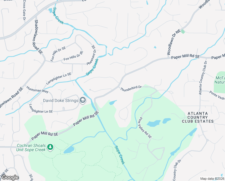 map of restaurants, bars, coffee shops, grocery stores, and more near 4050 Paper Mill Road Southeast in Marietta