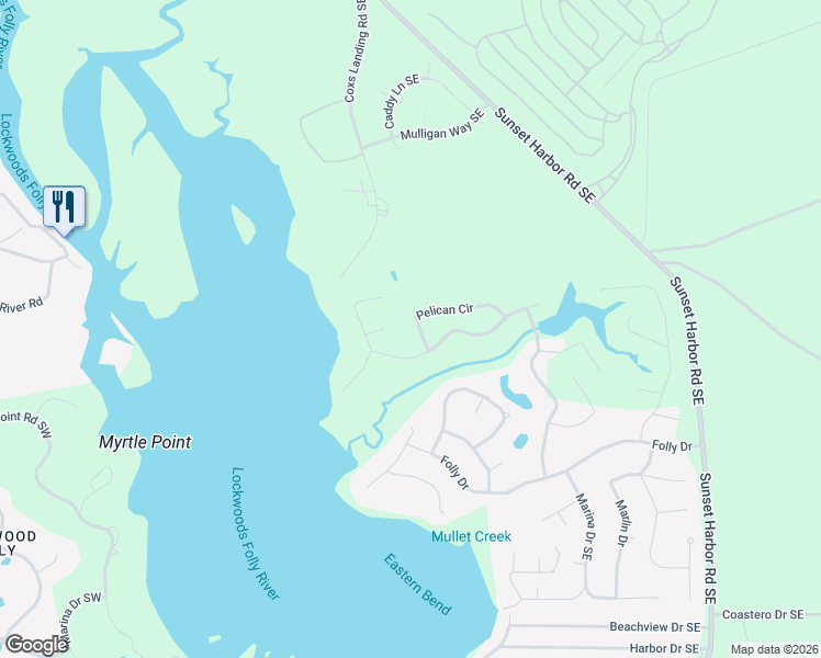 map of restaurants, bars, coffee shops, grocery stores, and more near 592 Pelican Circle in Bolivia