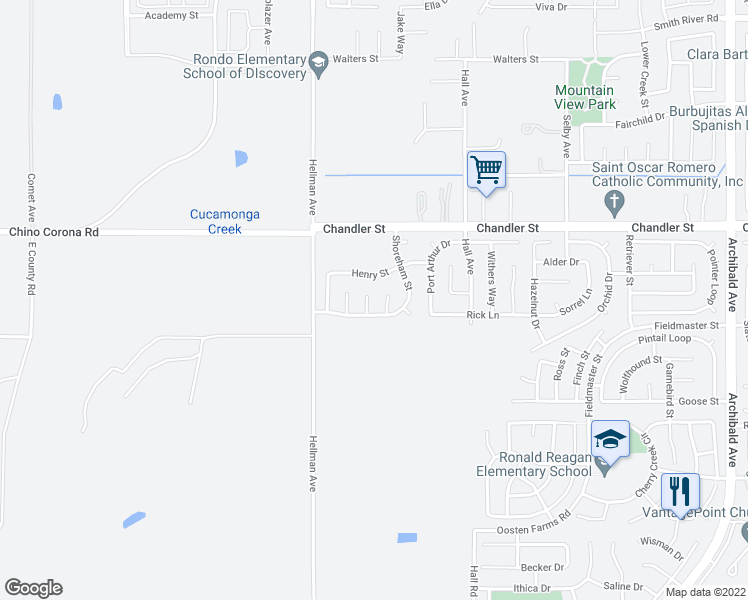 map of restaurants, bars, coffee shops, grocery stores, and more near 7932 Swiftwater Court in Corona