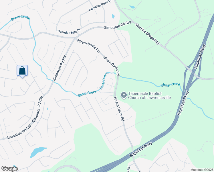 map of restaurants, bars, coffee shops, grocery stores, and more near 849 Overlook Path Lane in Lawrenceville