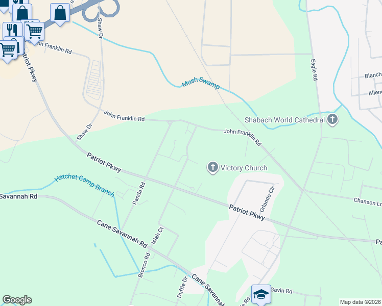 map of restaurants, bars, coffee shops, grocery stores, and more near 50 Laredo Ct in Sumter