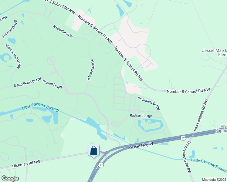 map of restaurants, bars, coffee shops, grocery stores, and more near 8979 Smithfield Drive Northwest in Calabash
