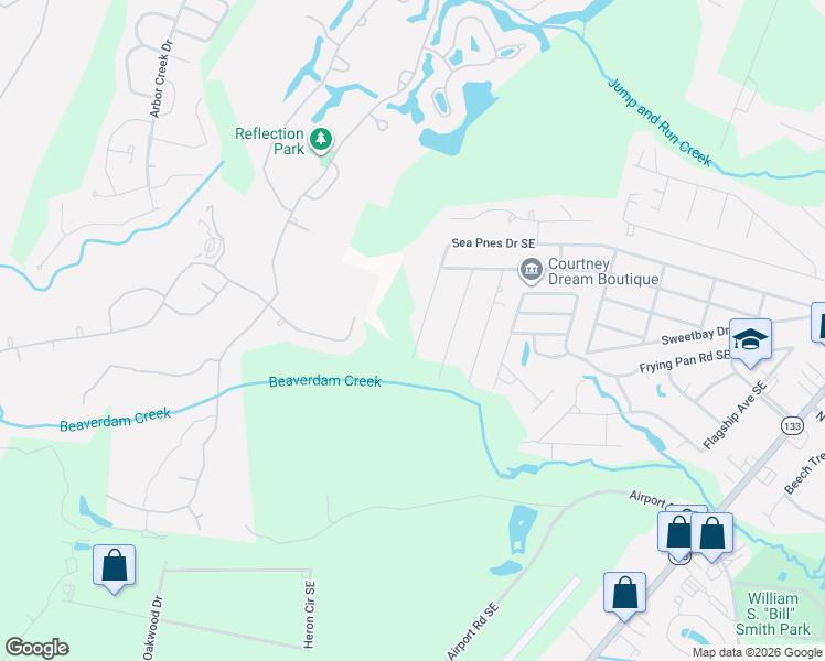 map of restaurants, bars, coffee shops, grocery stores, and more near 4306 Sea Pines Drive Southeast in Southport