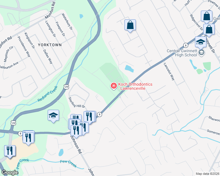 map of restaurants, bars, coffee shops, grocery stores, and more near 73 Towler Road in Lawrenceville
