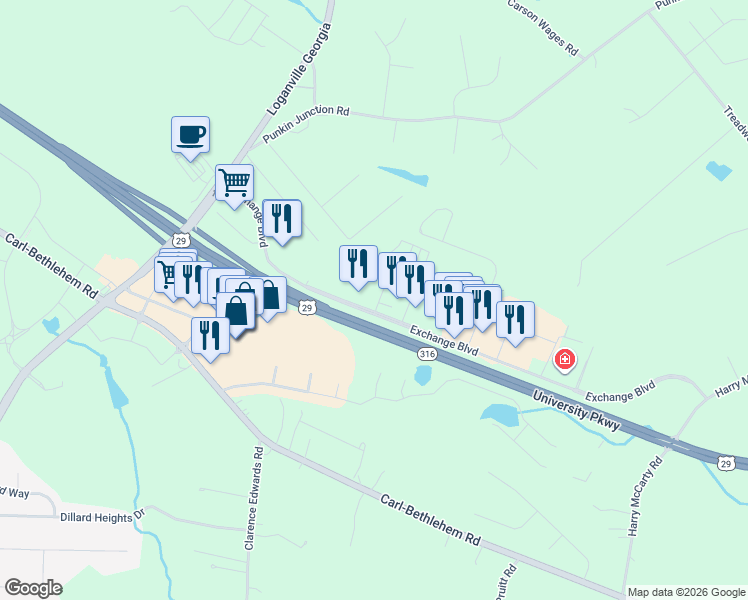 map of restaurants, bars, coffee shops, grocery stores, and more near 14 Vision Street in Bethlehem