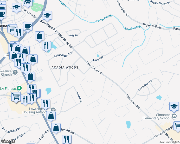 map of restaurants, bars, coffee shops, grocery stores, and more near 481 Saddle Ridge Drive in Lawrenceville