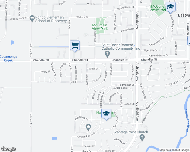 map of restaurants, bars, coffee shops, grocery stores, and more near 14519 Persimmon Court in Corona