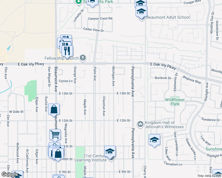 map of restaurants, bars, coffee shops, grocery stores, and more near 910 East 13th Street in Beaumont