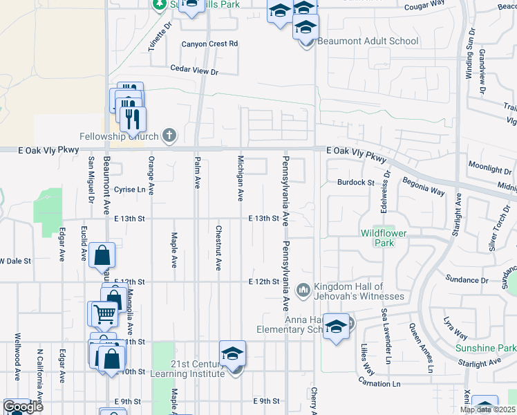 map of restaurants, bars, coffee shops, grocery stores, and more near 1311 Massachusetts Avenue in Beaumont