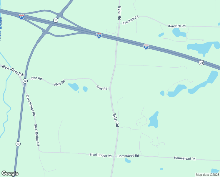 map of restaurants, bars, coffee shops, grocery stores, and more near 184 Alvis Road in Eldridge